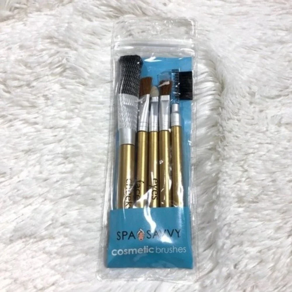 NWT Gold Spa Savvy Makeup Brush Set